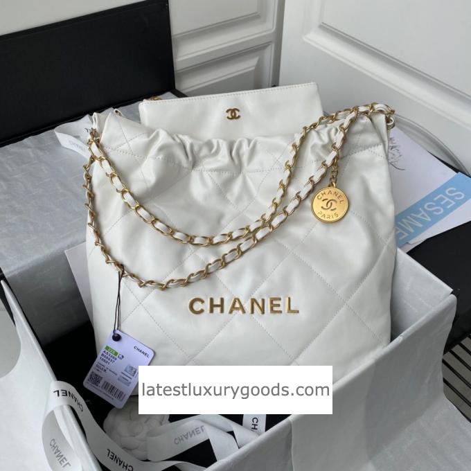 Chanel 22 Shiny AS3260 Tote Calfskin Bag - 4